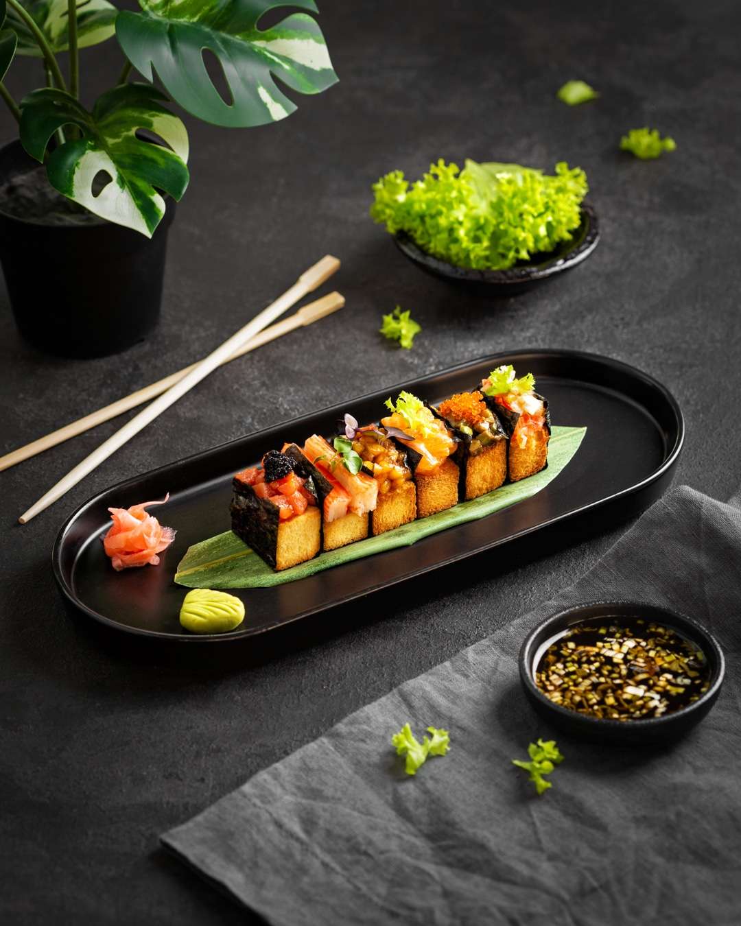 Different kinds of Sushi are available at The Blaze DXB